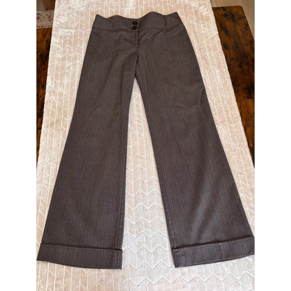 Studio 1940 Brown Pinstripe Wide Leg Cuffed Dress Pants Size 8 Trousers